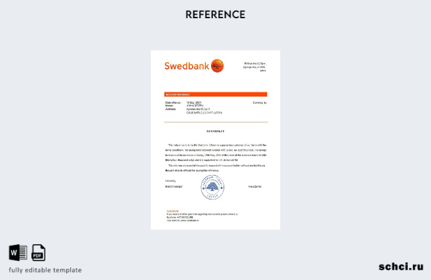 цифровая загрузка шаблона справки Swedbank в Латвии